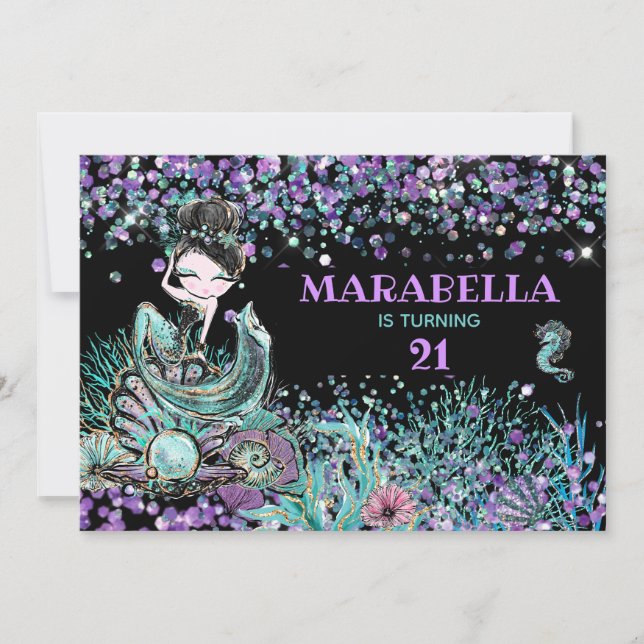 Invitación *~* Sirenita mágica bajo el mar (Anverso)