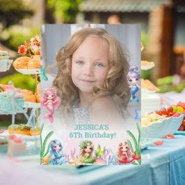 Invitación Sirenita mágica purpurina Foto de cumpleaños 6