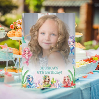 Invitación Sirenita mágica purpurina Foto de cumpleaños 6