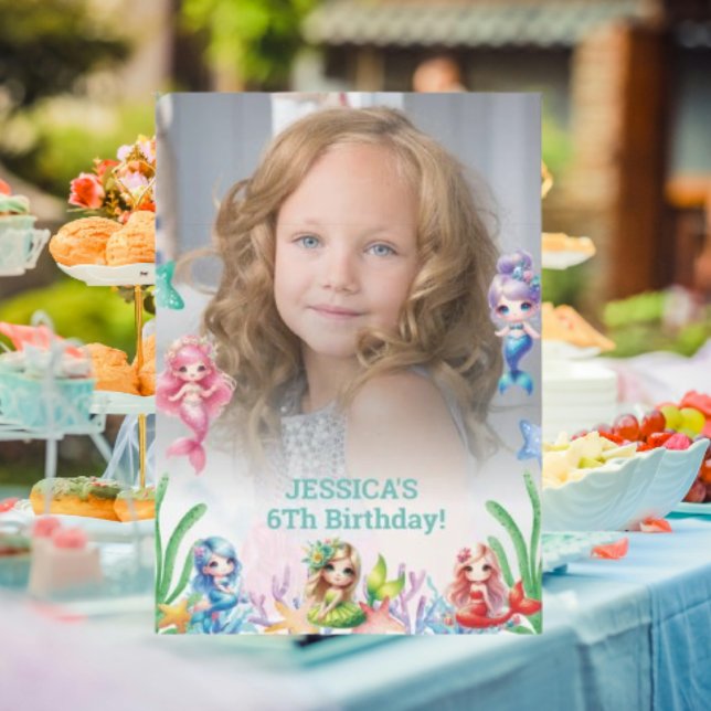 Invitación Sirenita mágica purpurina Foto de cumpleaños 6 (Subido por el creador)