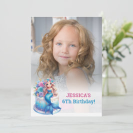 Invitación Sirenita mágica purpurina Foto de cumpleaños 6