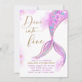 Invitación Sirenita morada se sumerge en la fiesta de los cin