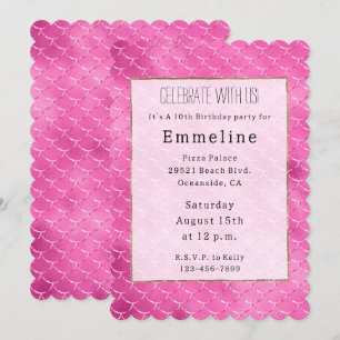 Invitación Sirenita Rosa bonito