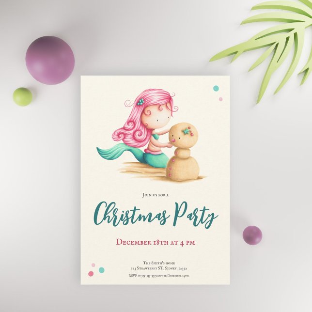 Invitación Sirenita tropical de verano en los Navidades de pl (Subido por el creador)