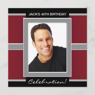 Invitación Sirve a la fiesta de cumpleaños roja y negra