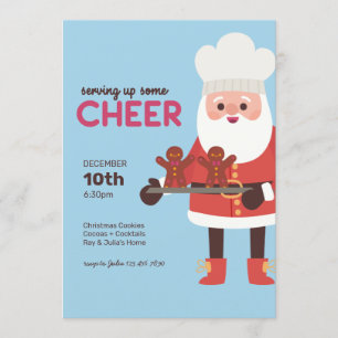 Invitación Sirviendo algo de pan de jengibre de Santa Baking