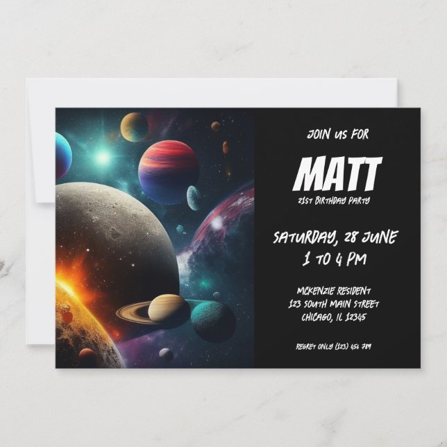 Invitación Sistema solar (Anverso)