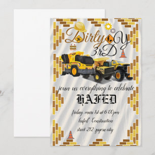 Invitación sitio de construcción, fiesta de cumpleaños de con