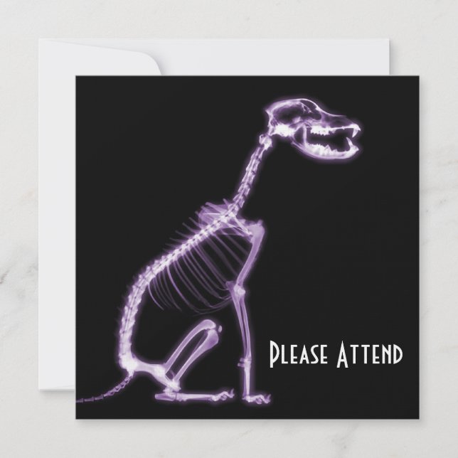 INVITACIÓN SITIO DE ESQUELETON DE PERRO DE RAYO X - PURPLE (Anverso)