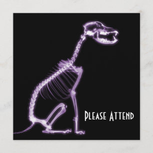 INVITACIÓN SITIO DE ESQUELETON DE PERRO DE RAYO X - PURPLE