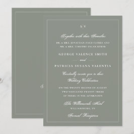 Invitación Sitio web de boda con código QR en verde sabio con