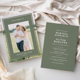 Invitación Sitio web de boda con foto enmarcada a dos caras