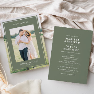 Invitación Sitio web de boda con foto enmarcada a dos caras