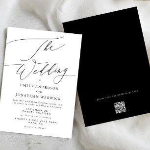Invitación Sitio web de Boda de CÓDIGO QR simple y blanco mod