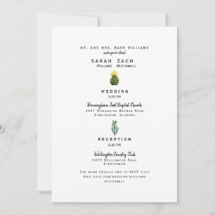 Invitación Sitio web de boda de padres de Cactus simple dos l