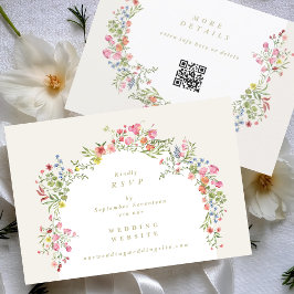 Invitación Sitio web de Dainty Floral Arch matrimonio QR CODE