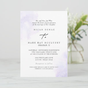 Invitación Sitio web de Modern Lavender Watercolor Splash II