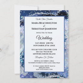 Invitación *~* Sitio web de NAVY RSVP AGATE Stars AR13 Boda