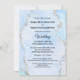 Invitación *~* Sitio web de RSVP - Boda Ocean AGATE Blue AR13