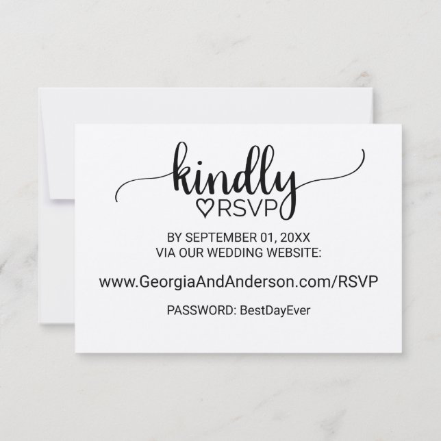 Invitación Sitio web de RSVP de boda con caligrafía simple Kr (Reverso)