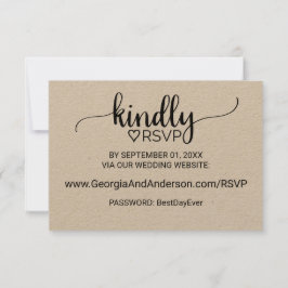 Invitación Sitio web de RSVP de boda con caligrafía simple Kr
