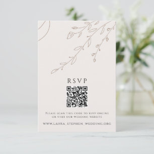 Invitación Sitio web del Boda de código QR de Floral Neutral