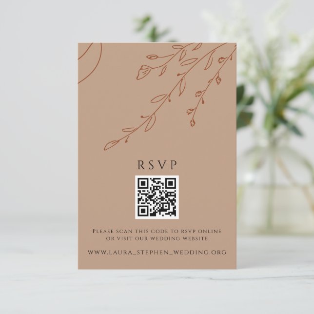 Invitación Sitio web del Boda de código QR en línea RSVP Rust (Anverso de pie)