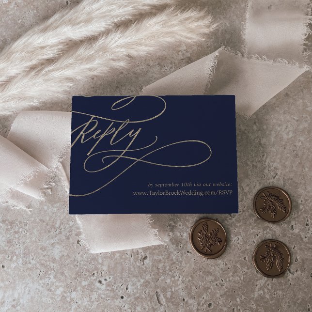 Invitación Sitio web del Boda Imprimible de Oro de la Marina  (Subido por el creador)