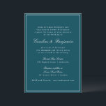 Invitación Sitio web formal clásico de Boda de guiones de bor<br><div class="desc">Estilo clásico formal de escritura tradicional Elegante Invitación de matrimonio con borde estrecho y detalles RSVP en línea en Verde azulado con texto blanco</div>