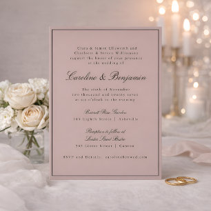 Invitación Sitio Web Formal Classic Border Script Mauve Boda