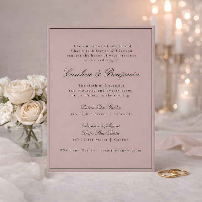Invitación Sitio Web Formal Classic Border Script Mauve Boda (Subido por el creador)