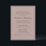 Invitación Sitio Web Formal Classic Border Script Mauve Boda<br><div class="desc">Estilo clásico formal de escritura tradicional Elegante Invitación de matrimonio con borde estrecho en negro y detalles en línea de RSVP en melú polvoriento</div>