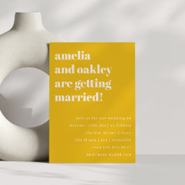 Invitación Sitio web minimalista de Boda simple retro amarill