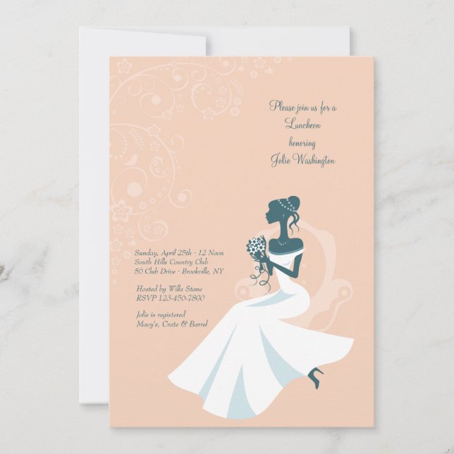 Invitación Sitting Bride African American Shower (Anverso)