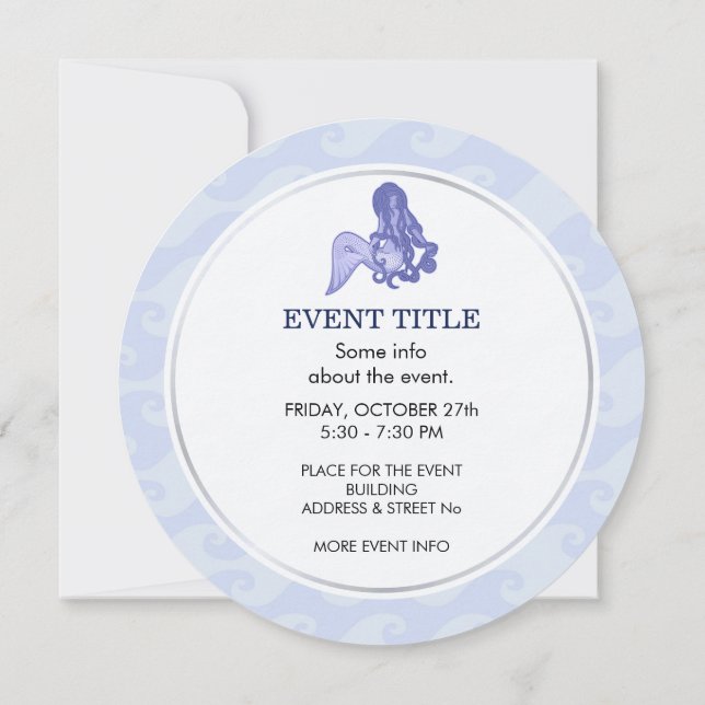 Invitación Sitting Mermaid Blue (Reverso)
