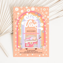 SIX es una Vibra Daisy Groovy Hippie 6to Cumpleaño