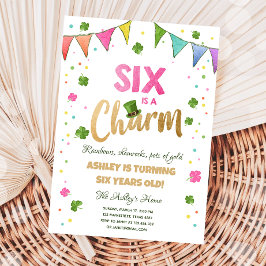 Invitación Six is a Charm St. Patrick's Day Chica Birthday