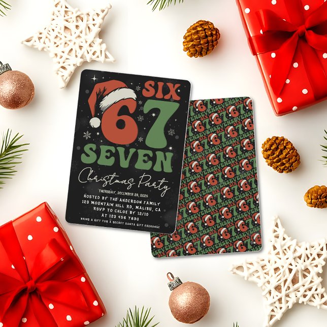 Invitación Six Seven 67 Funny Santa Hat Christmas Xmas Meme (Subido por el creador)