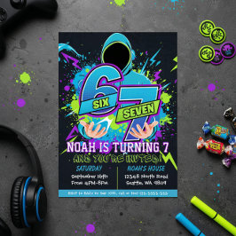 Invitación Six Seven Birthday Invitation, 7th Birthday