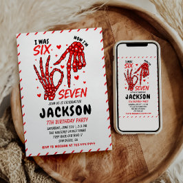 Invitación Six Seven Birthday Skeleton Hands Party