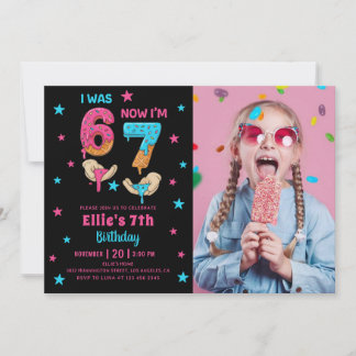 Invitación Six Seven Girl Birthday Photo