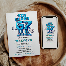Invitación Six Seven Meme 7th Birthday Party | Funny Trendy 