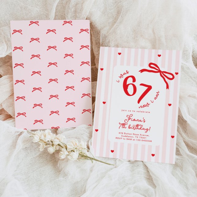 Invitación Six Seven Meme 7th Kids Birthday Handdrawn bow (Subido por el creador)