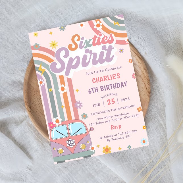 Invitación Sixties Spirit Groovy Daisy Primer Fiesta de cumpl (Subido por el creador)