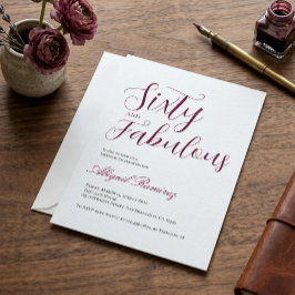 Invitación Sixtieth Birthday Party Invitation White Photo 