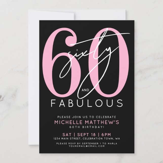 Invitación Sixty And Fabulous 60th Birthday Party (Anverso)