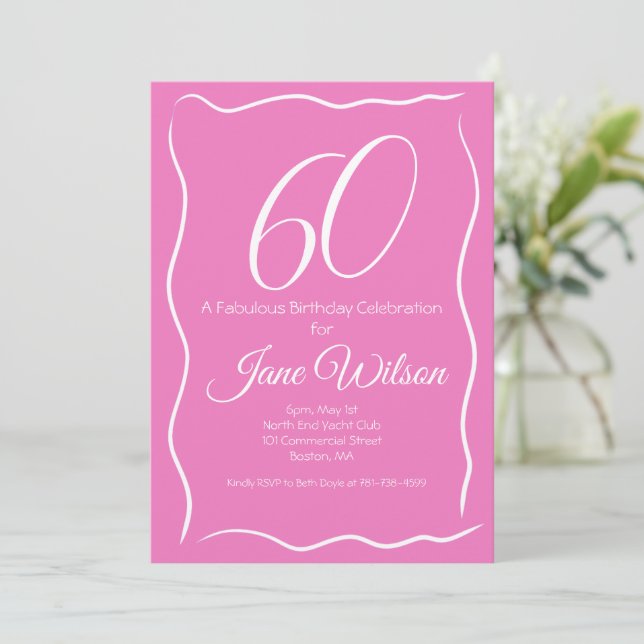 Invitación  Sixty And Fabulous Birthday Invitation Chic Pink  (Anverso de pie)