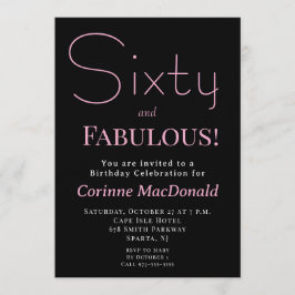 Invitación Sixty and Fabulous Blush Pink 60th Birthday Party