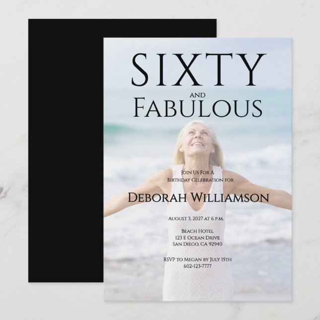 Invitación Sixty and Fabulous Photo 50th Birthday Party  (Anverso / Reverso)
