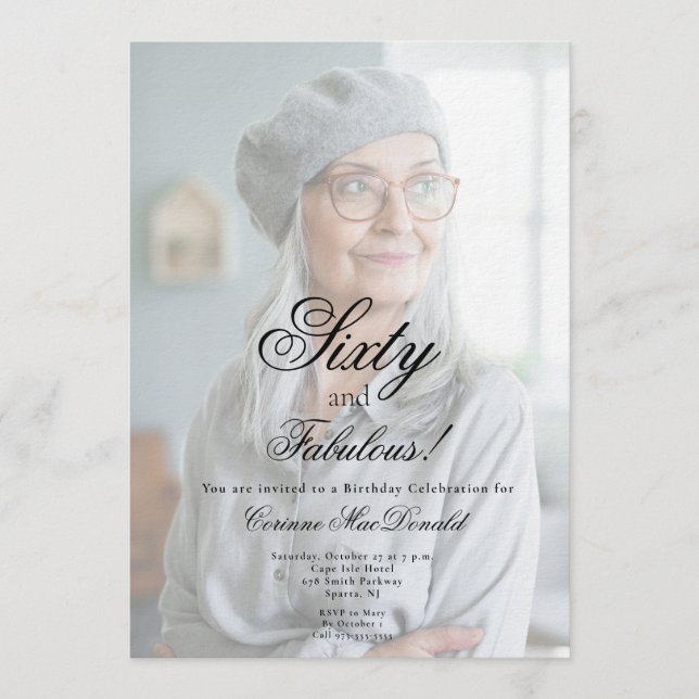 Invitación Sixty and Fabulous Photo 60th Birthday Party (Anverso)